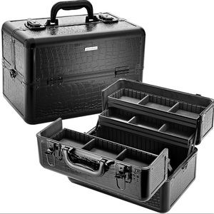 Sephora Traincase Embossed Faux Croc black w/Strap